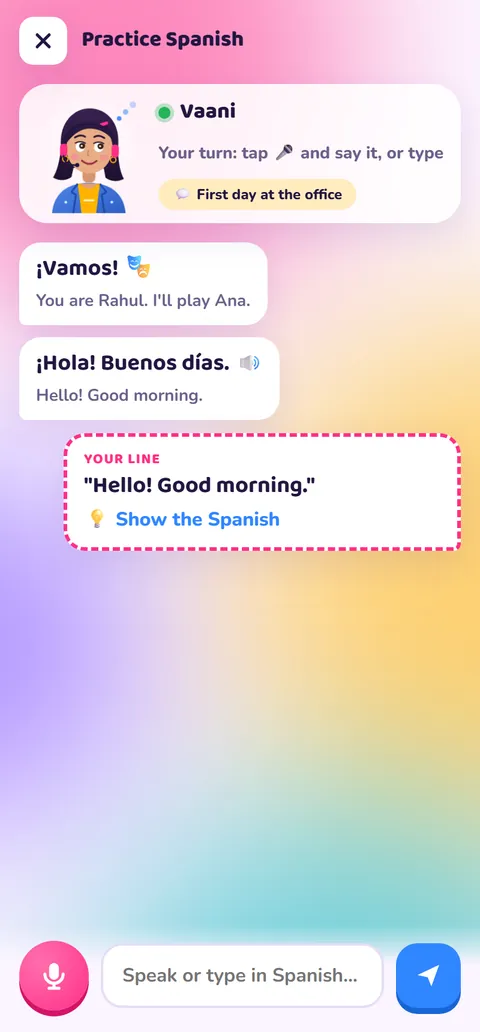Spanish role-play speaking practice