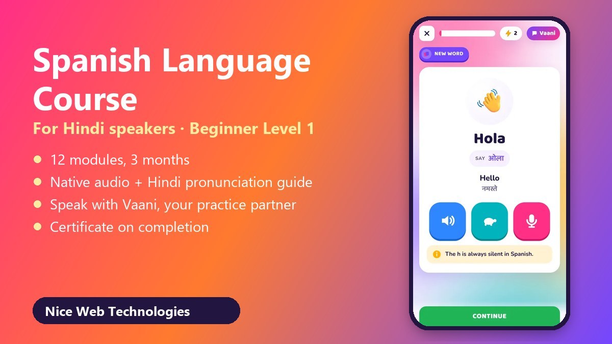 Spanish Language Beginner (A 1 level) — Online Self-Study Course