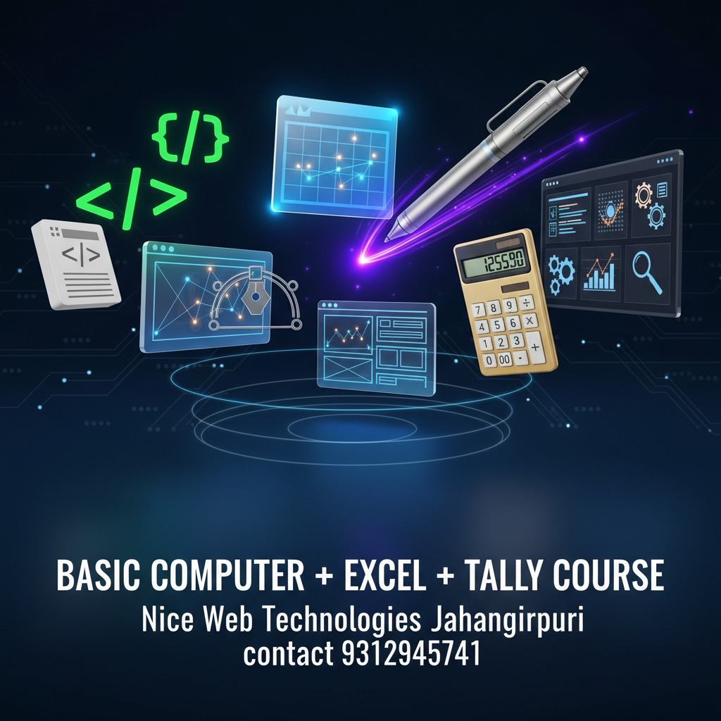 Basic Computer + Excel(MIS) + Tally Prime Course - Basic+Excl+Tally, Prime, Basic | nicewebtechnologies Nice Web Technologies Jahangirpuri D